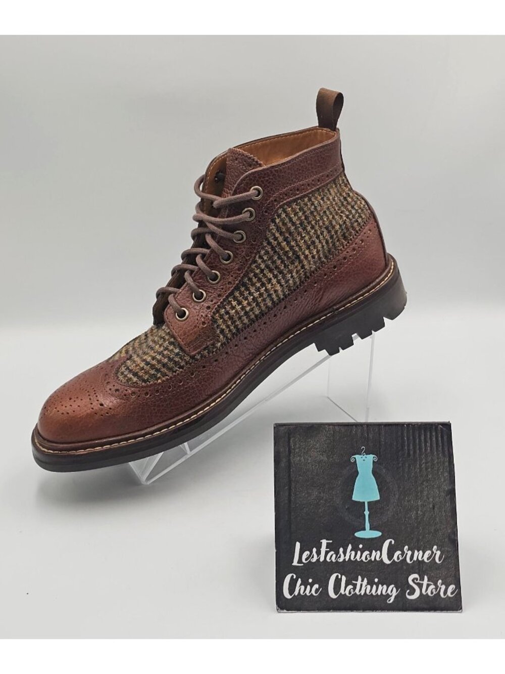 NWOB Taft Men's Brown Leather Tweed  The Boston Longwing Boots Size 9D 3654 - Picture 13 of 16